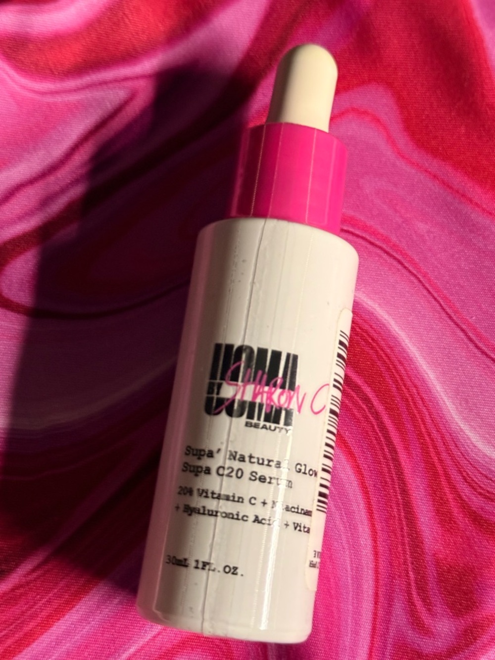 Uoma Beauty White Serum Bottle with Pink Dropper